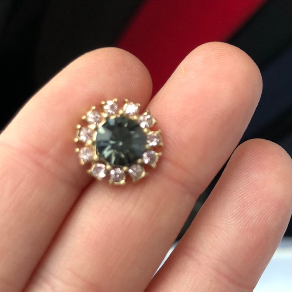 Crystal Glimmer Circle Stud Earrings - Picture 8 of 8